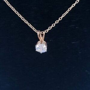 Beautiful 12K Gold Fill Prong Set CZ pendant on gold filled chain 16"